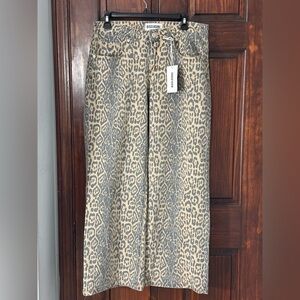 Disclosure Baggy Low Rise Straight Wide Leg Cheetah Print Jeans Size:9/29